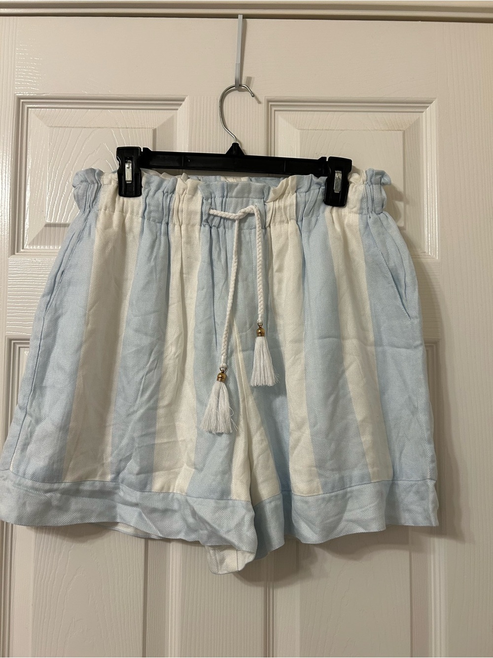 Lauren James Blue & White Striped Tassel Shorts